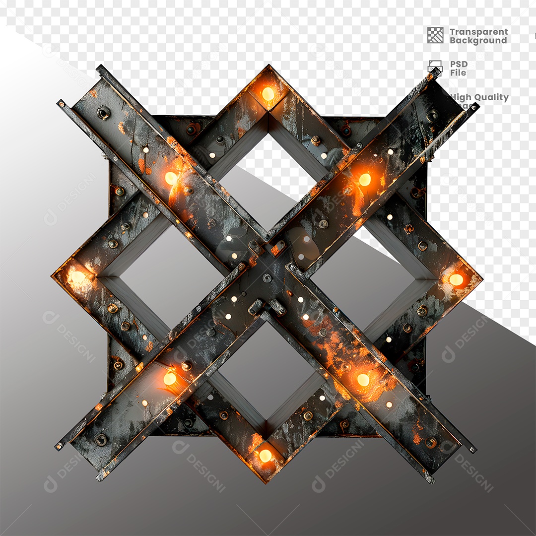 Painel de Metal com Luz Elemento 3D para Composição PSD