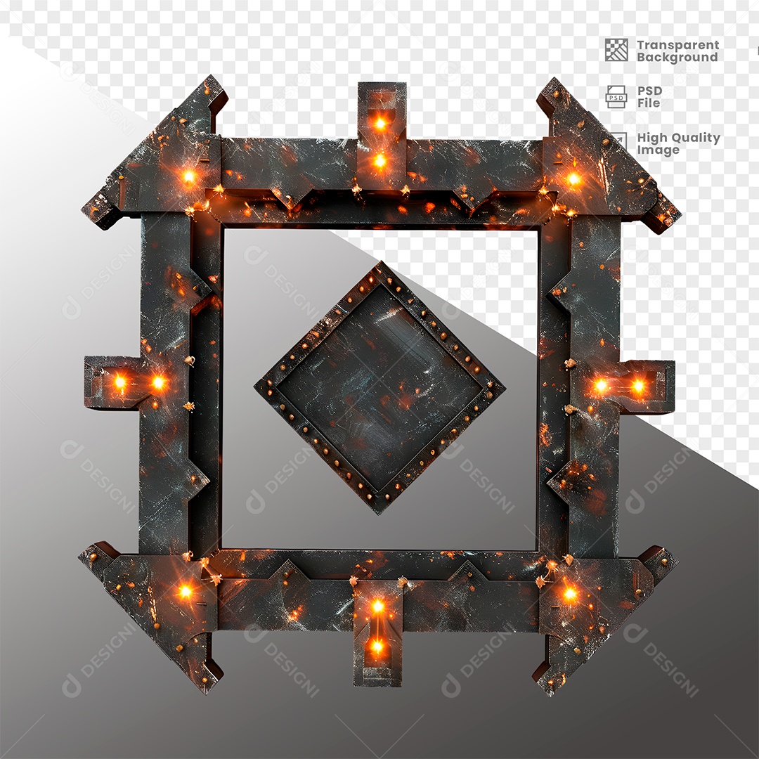 Painel de Metal com Luz Elemento 3D para Composição PSD