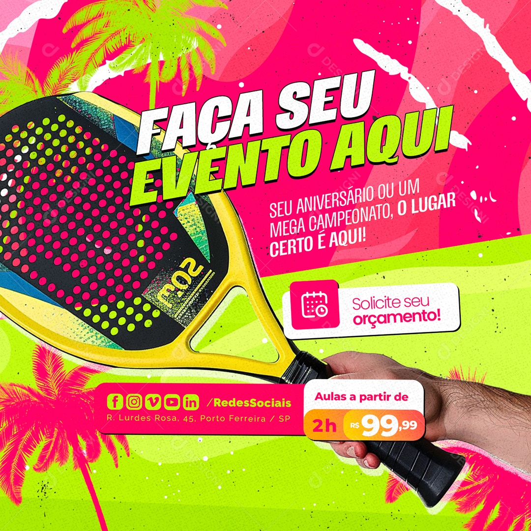 Beach Tennis Faça seu Evento Aqui Social Media PSD Editável