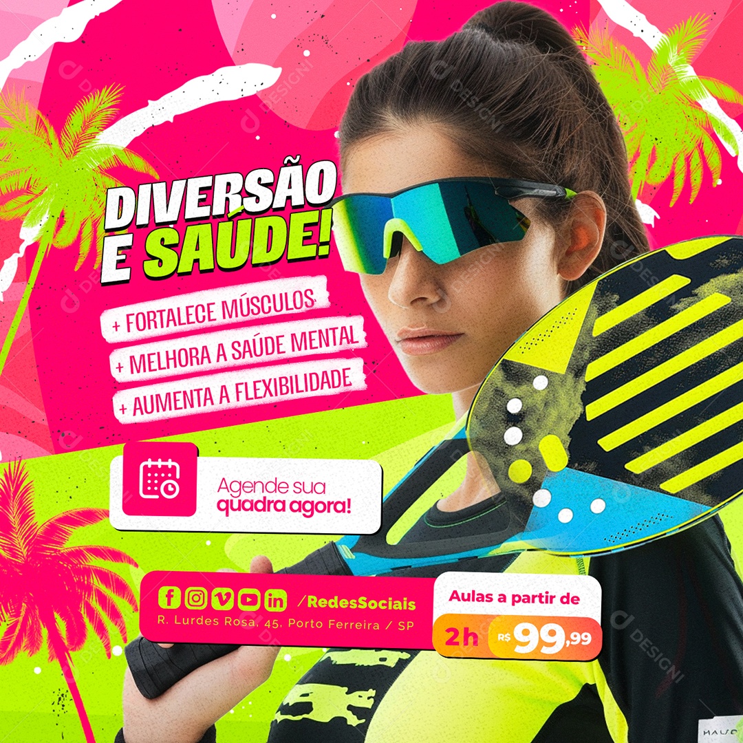 Beach Tennis Diversão e Saúde Social Media PSD Editável