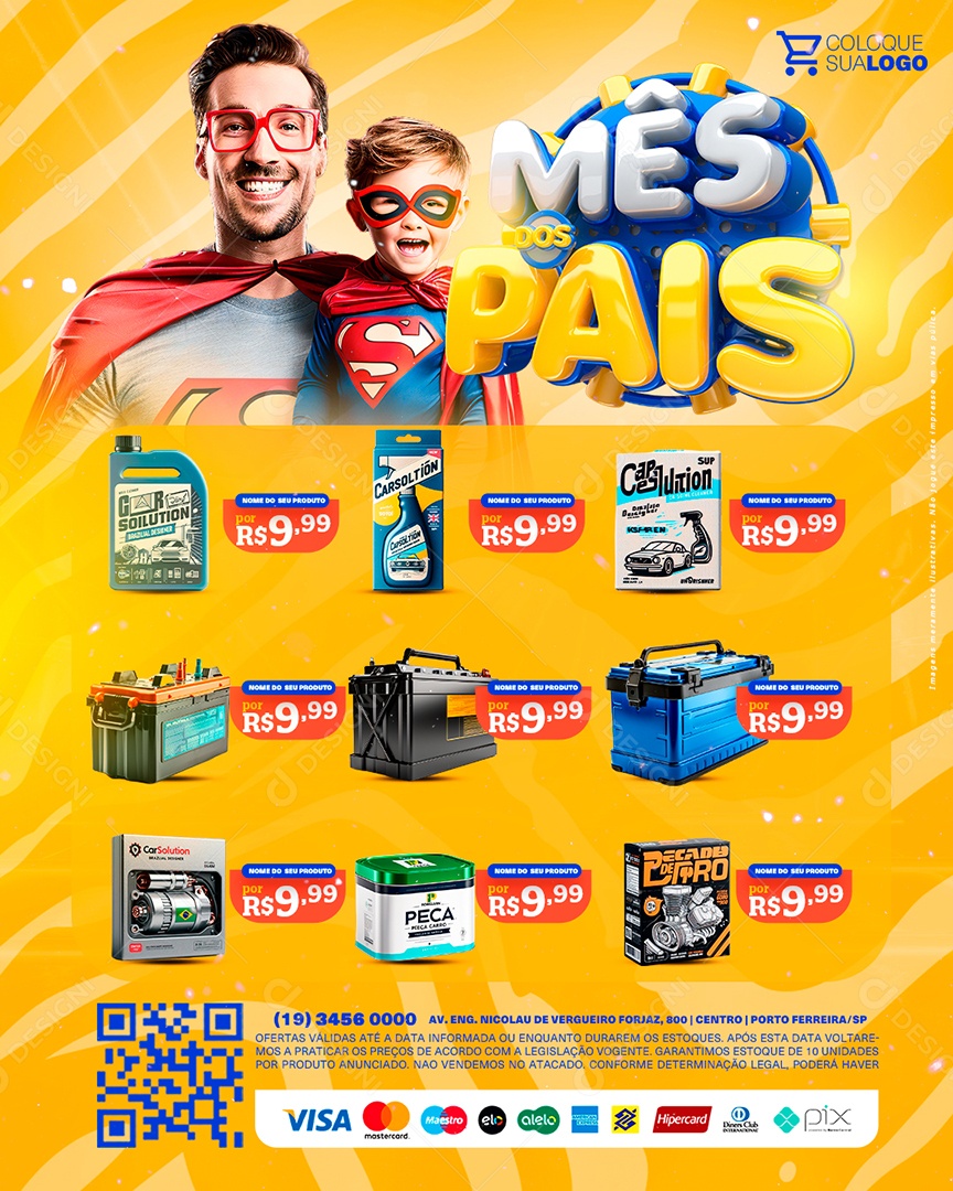 Tabloide Supermercado Mês dos Pais Produtos Social Media PSD Editável