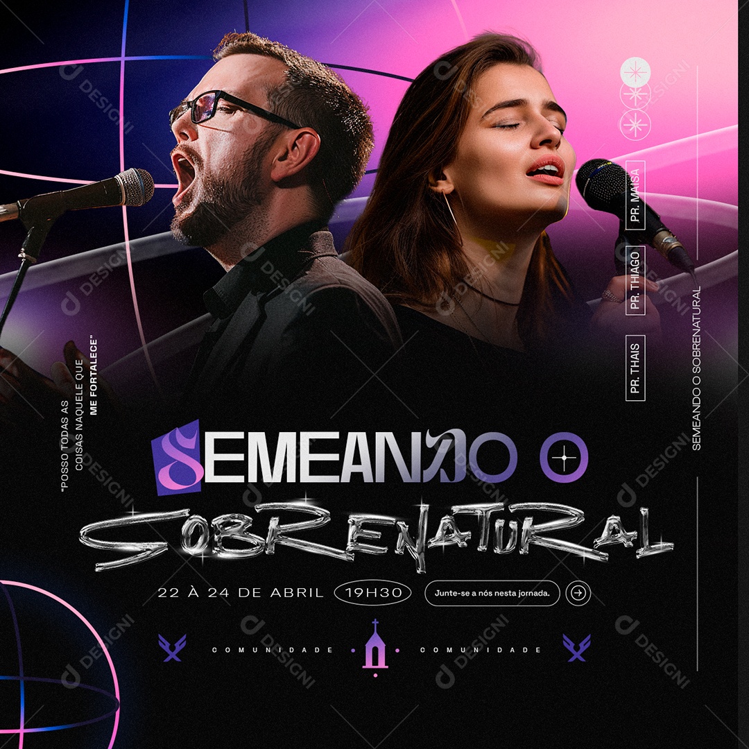Gospel Semeando o Sobrenatural Social Media PSD Editável