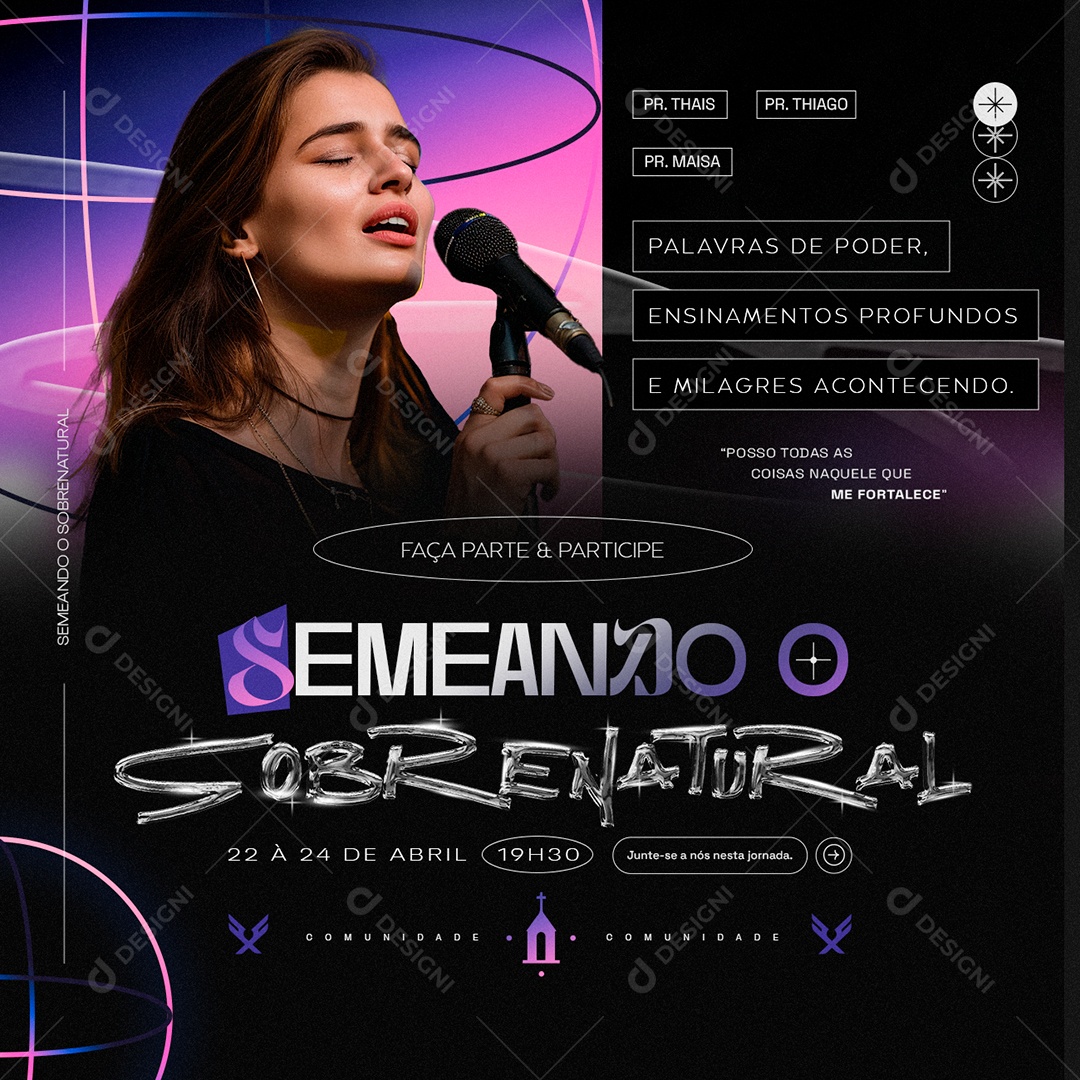 Gospel Semeando o Sobrenatural Social Media PSD Editável