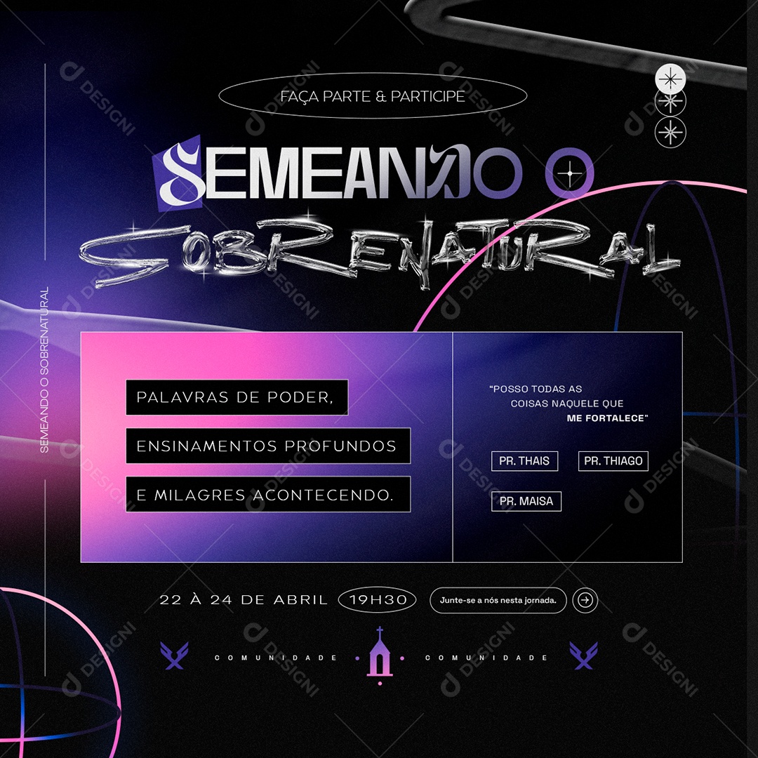 Gospel Palavras de Poder Social Media PSD Editável