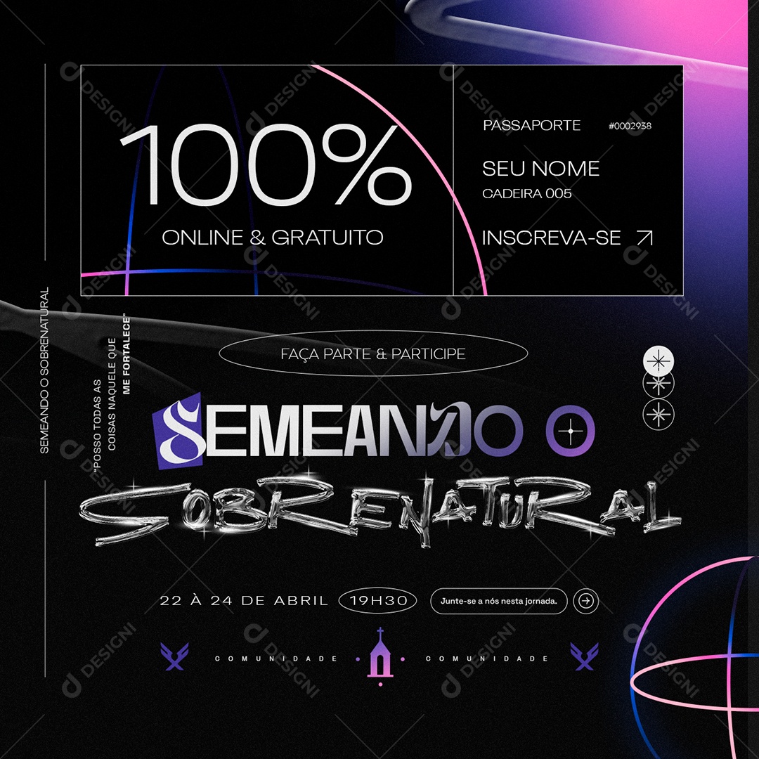 Gospel Faça Parte e Participe Social Media PSD Editável