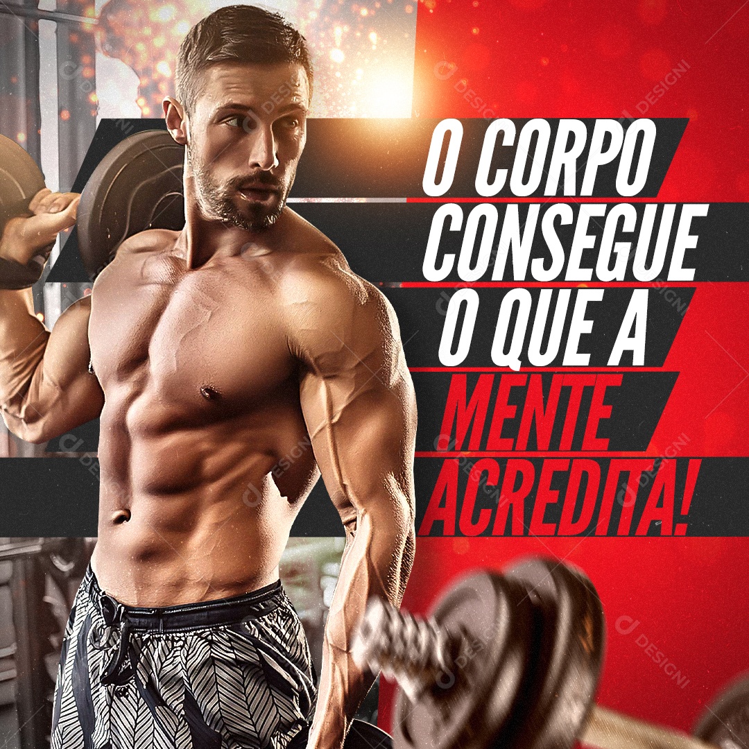 Academia O Corpo Consegue Social Media PSD Editável