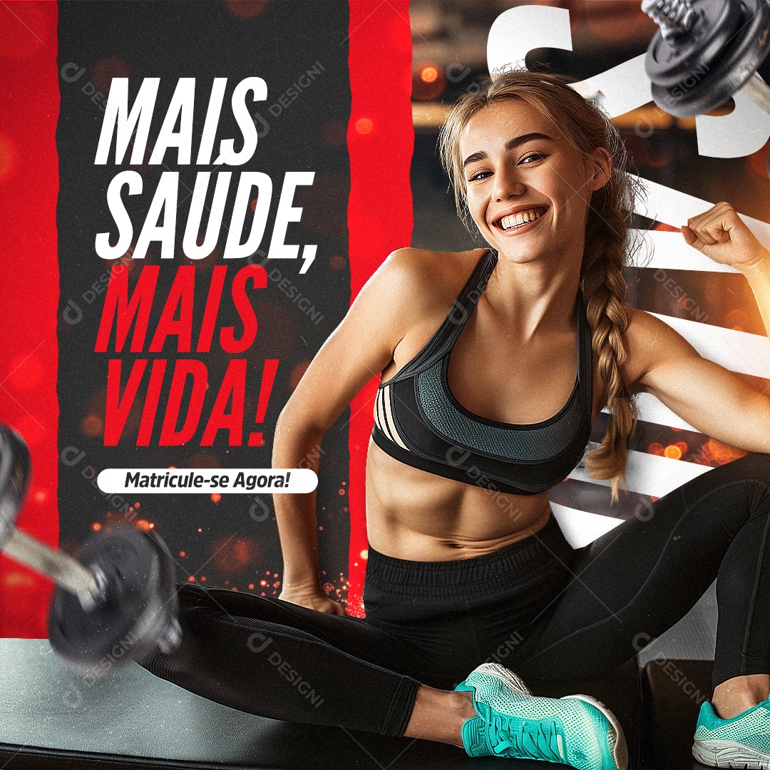 Academia Mais Saúde Mais Vida Social Media PSD Editável