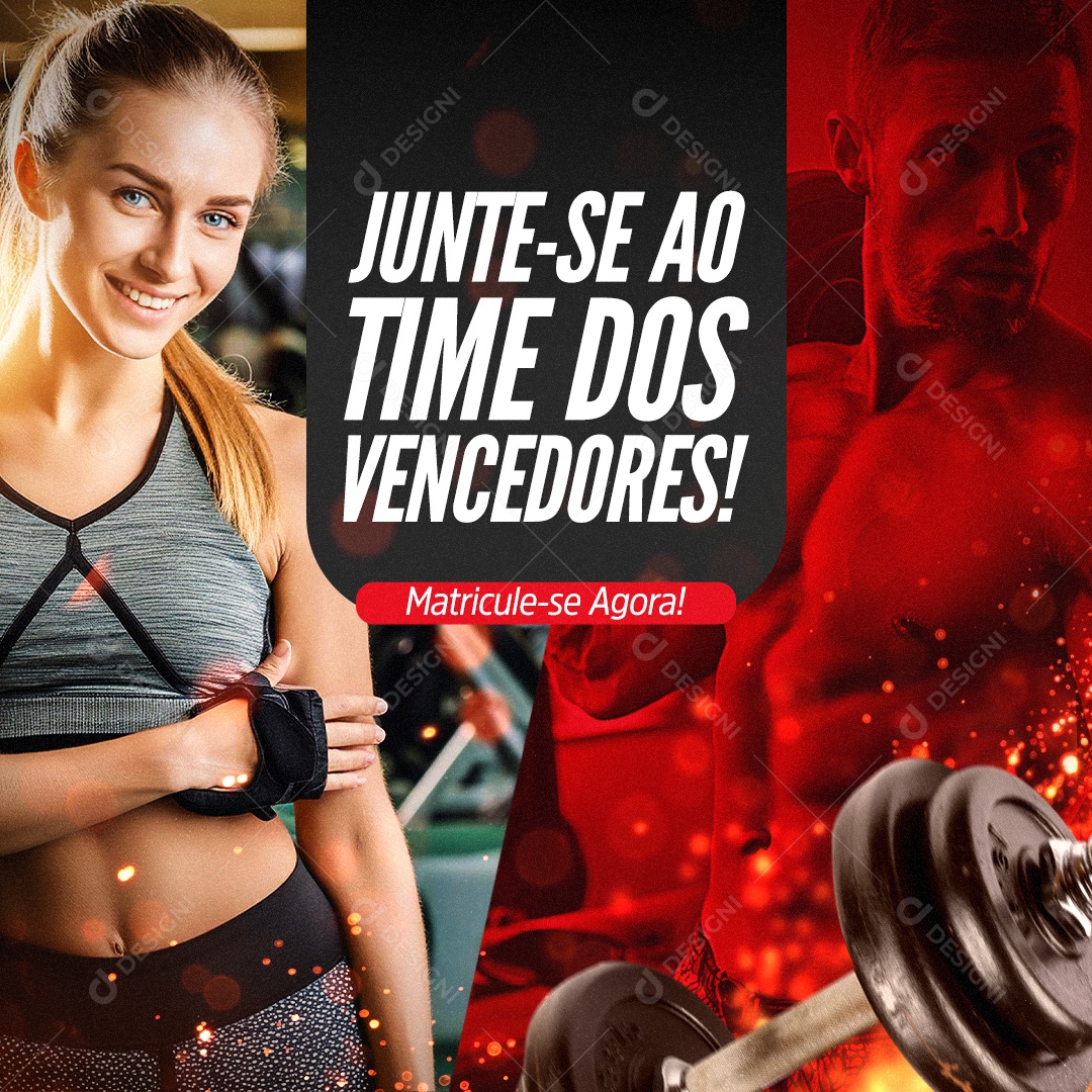 Academia Junte-Se ao Time dos Vencedores Social Media PSD Editável