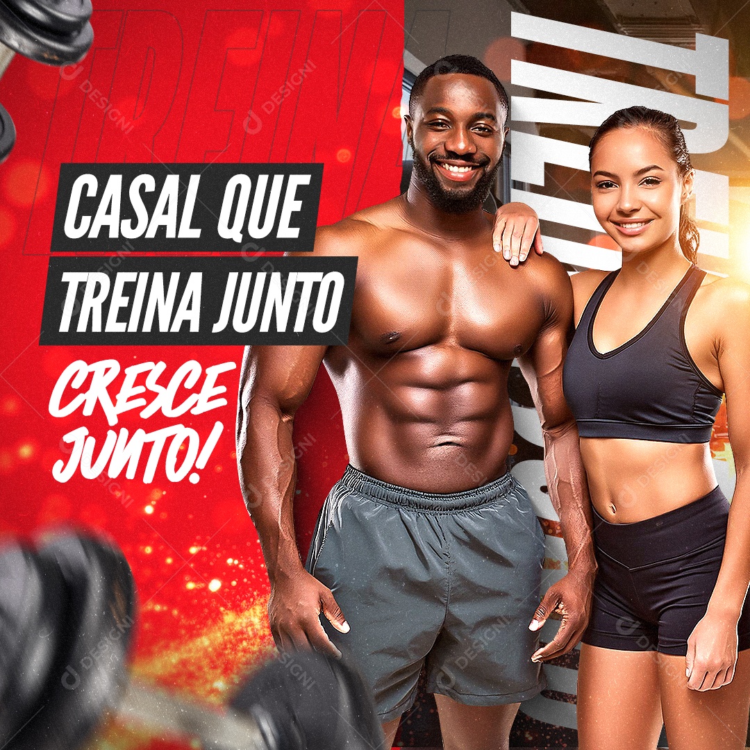Academia Casal que Treina Junto Social Media PSD Editável