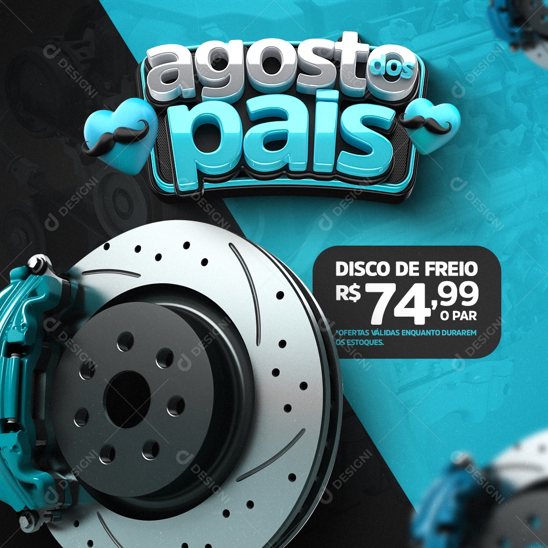 Agosto dos Pais Construção Ferramentas Disco de Freio Social Media PSD Editável