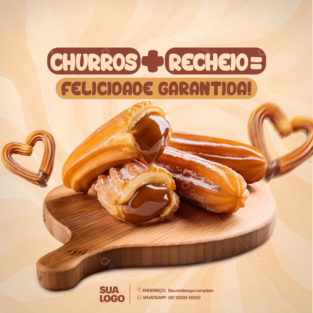 Churros Recheio Felicidade Garantida Social Media PSD Editável