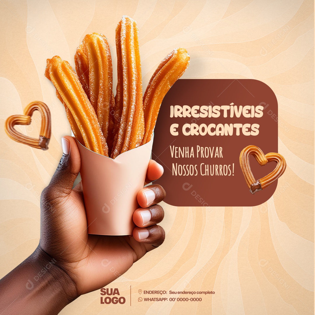 Churros Irresistíveis e Crocantes Social Media PSD Editável
