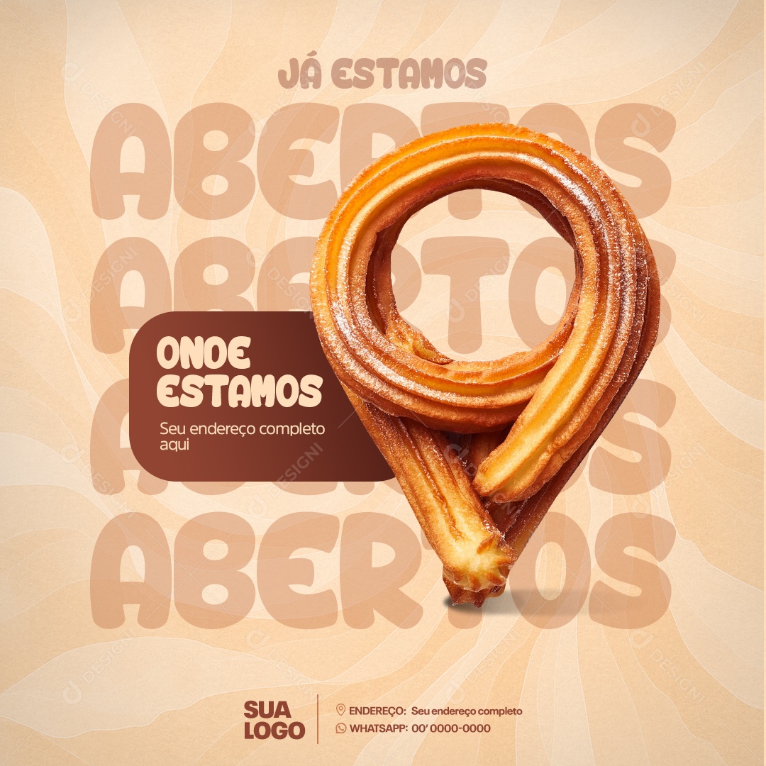 Churros Já Estamos Abertos Social Media PSD Editável