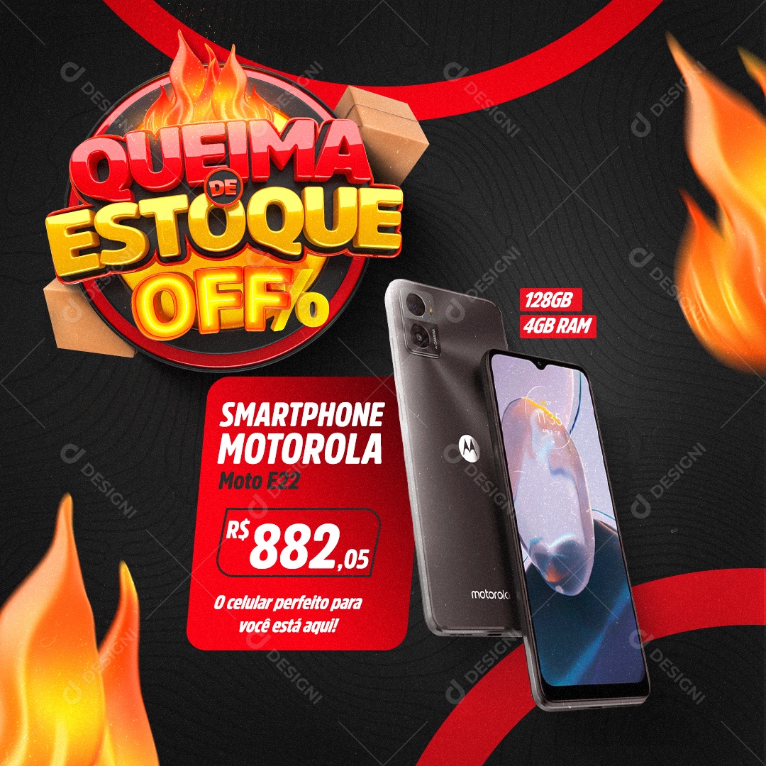 Queimar de Estoque Smartphone Motorola Social Media PSD Editável
