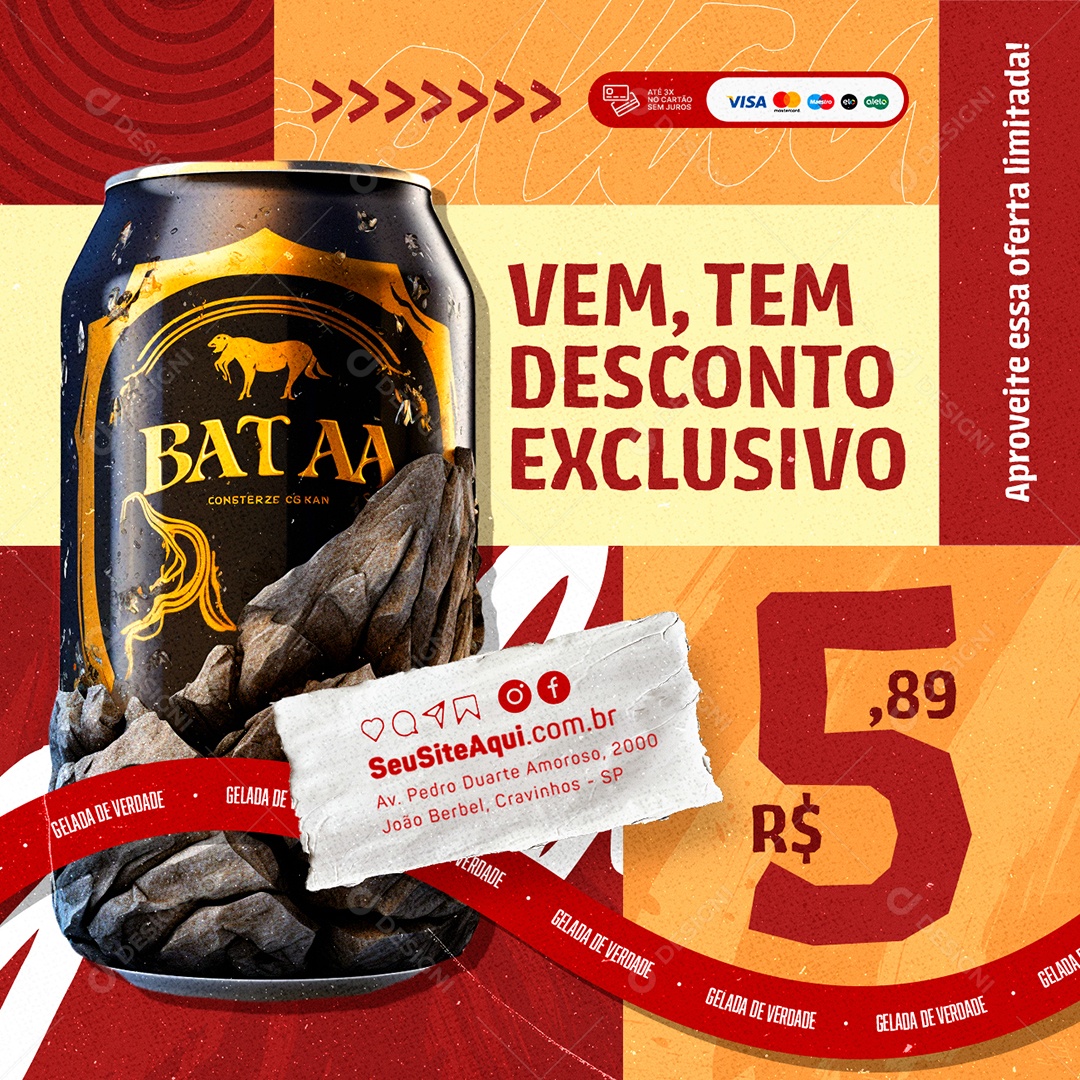 Cervejaria Vem Tem Desconto Exclusivo Social Media PSD Editável