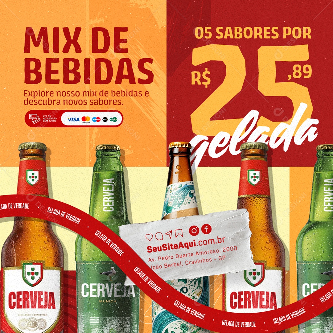 Cervejaria Mix de Bebidas Social Media PSD Editável