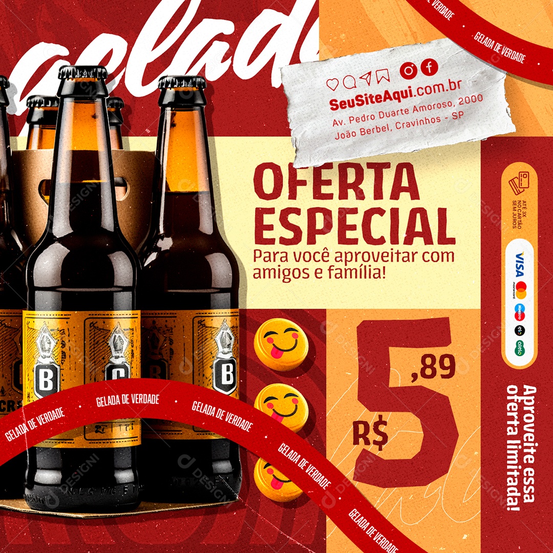 Cervejaria Oferta Especial Social Media PSD Editável