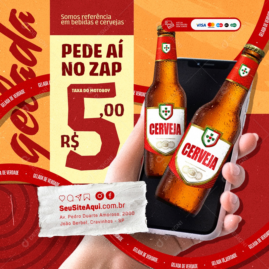 Cervejaria Pede Aí no Zap Social Media PSD Editável
