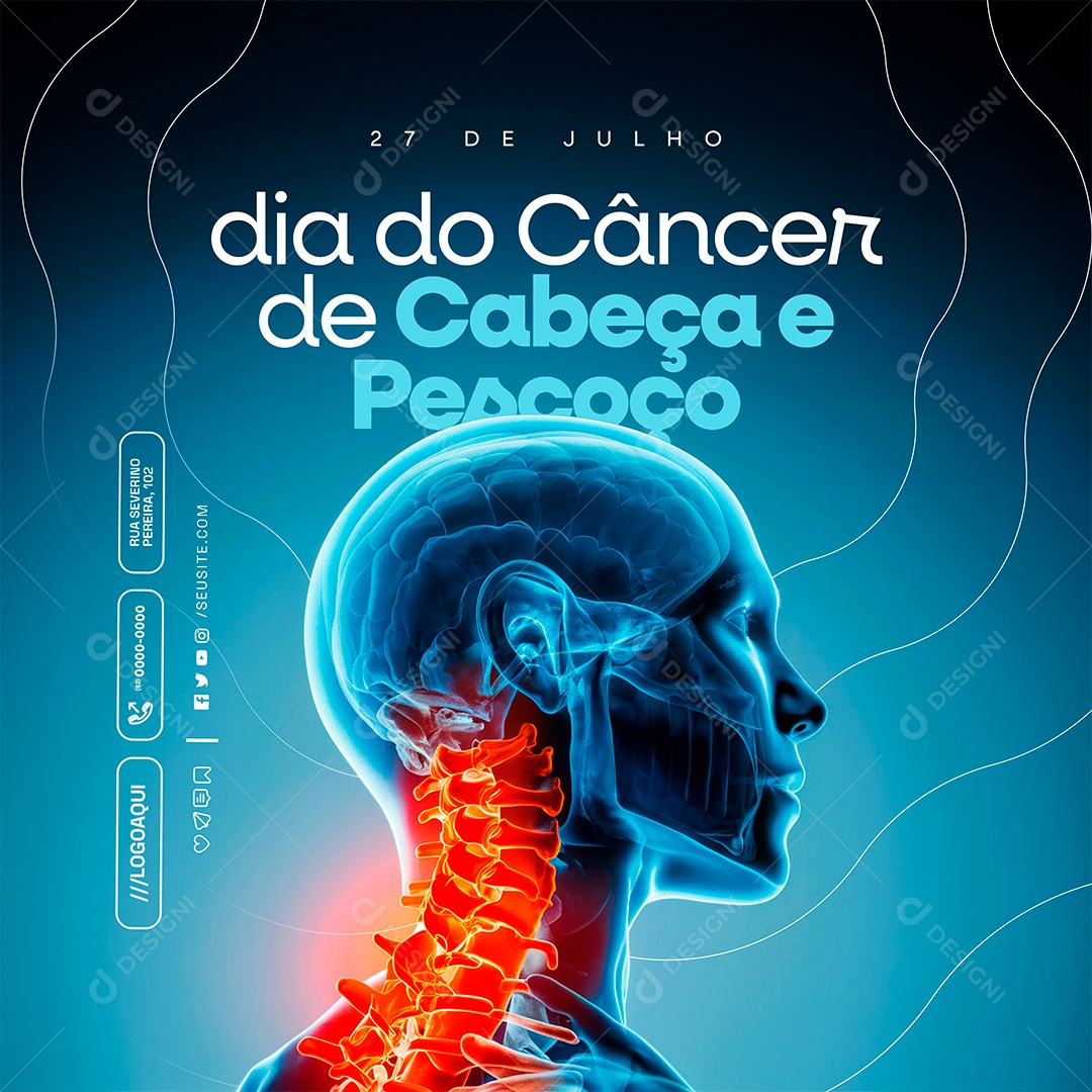 Dia do Câncer de Cabeça e Pescoço 27 de Julho Social Media PSD Editável
