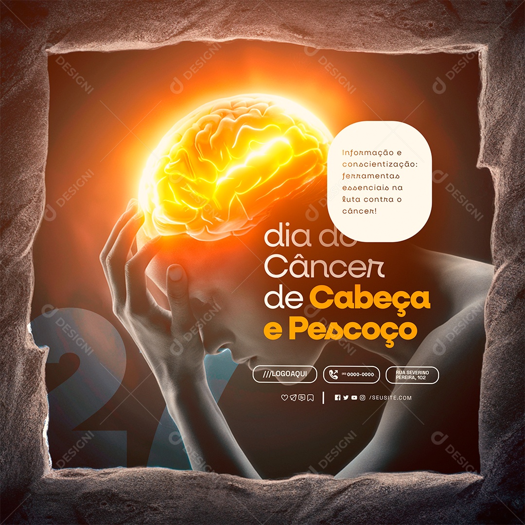 Social Media Dia do Câncer de Cabeça e Pescoço 27 de Julho PSD Editável