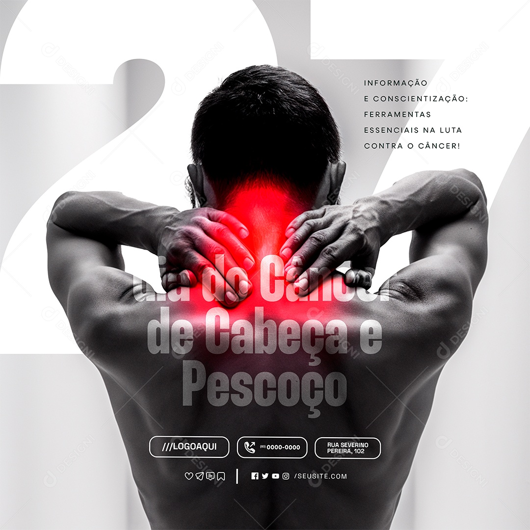 Dia Mundial do Câncer de Cabeça e Pescoço 27 de Julho Social Media PSD Editável