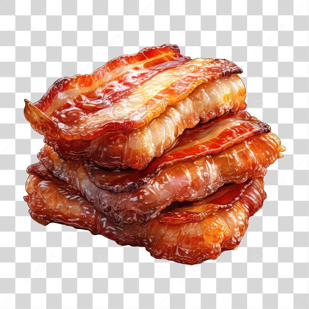 Fatias Pedaços de Bacon PNG Transparente