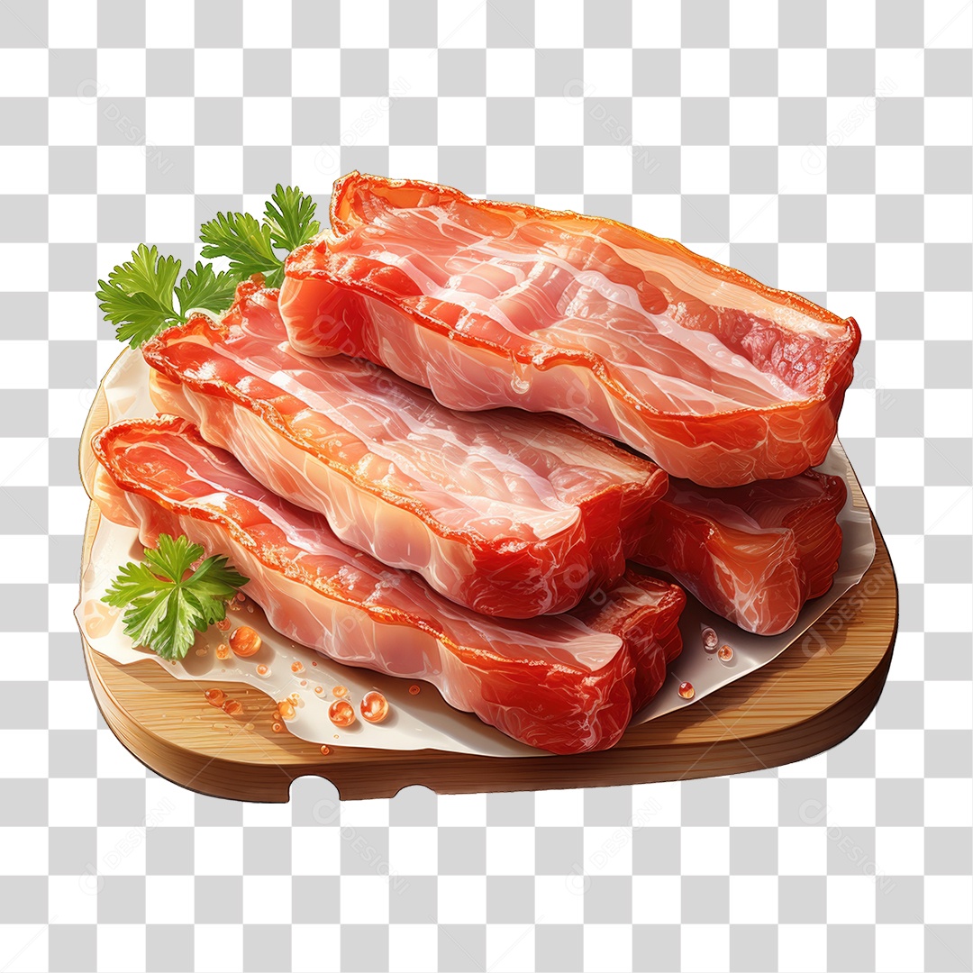 Fatias Pedaços de Bacon PNG Transparente