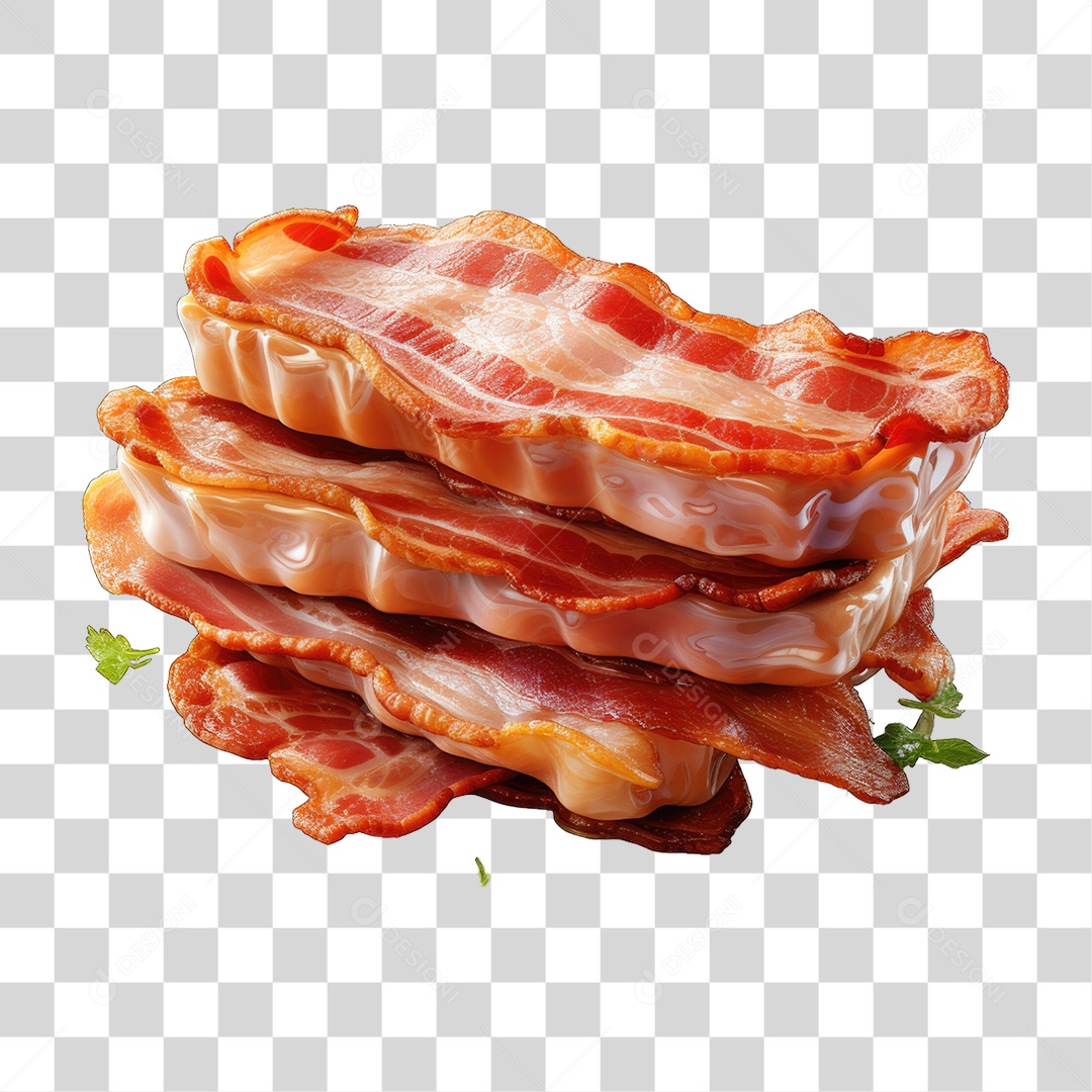 Fatias Pedaços de Bacon PNG Transparente