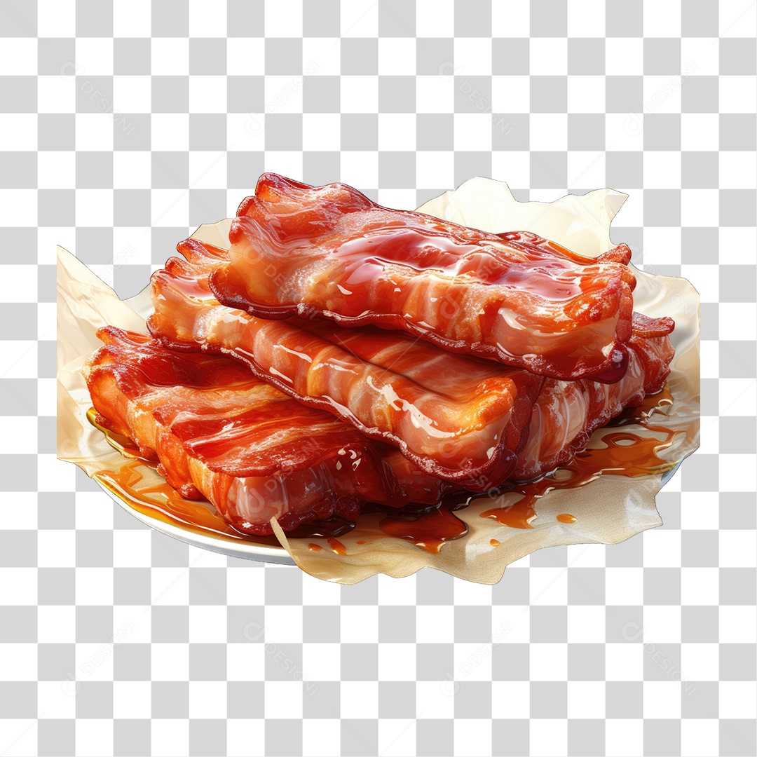 Fatias Pedaços de Bacon PNG Transparente