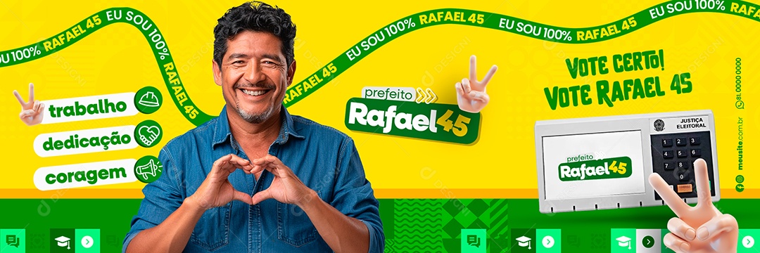 Carrossel Política Vote Certo Rafael Social Media PSD Editável