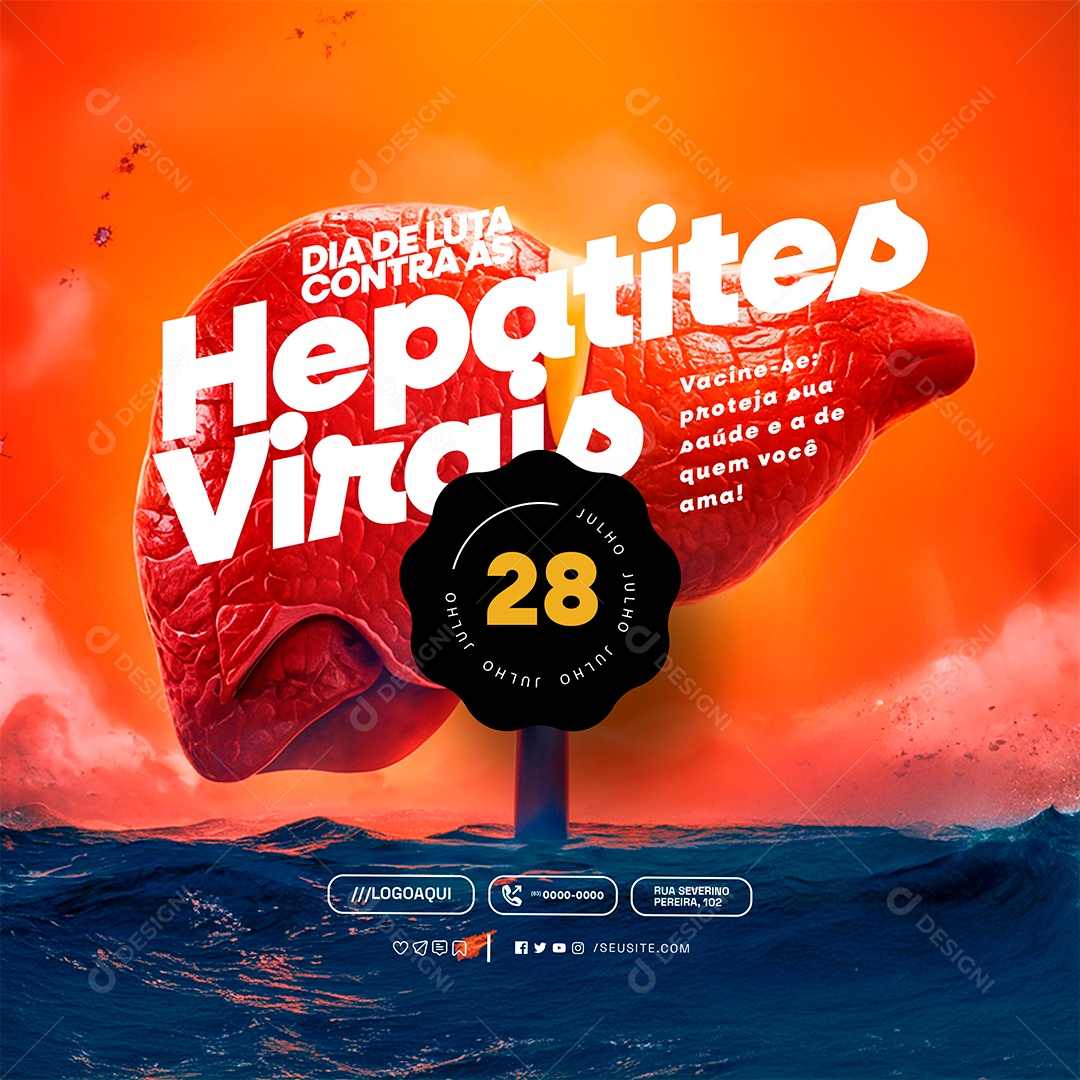 Dia de Luta Contra as Hepatites Virais 28 de Julho Social Media PSD Editável