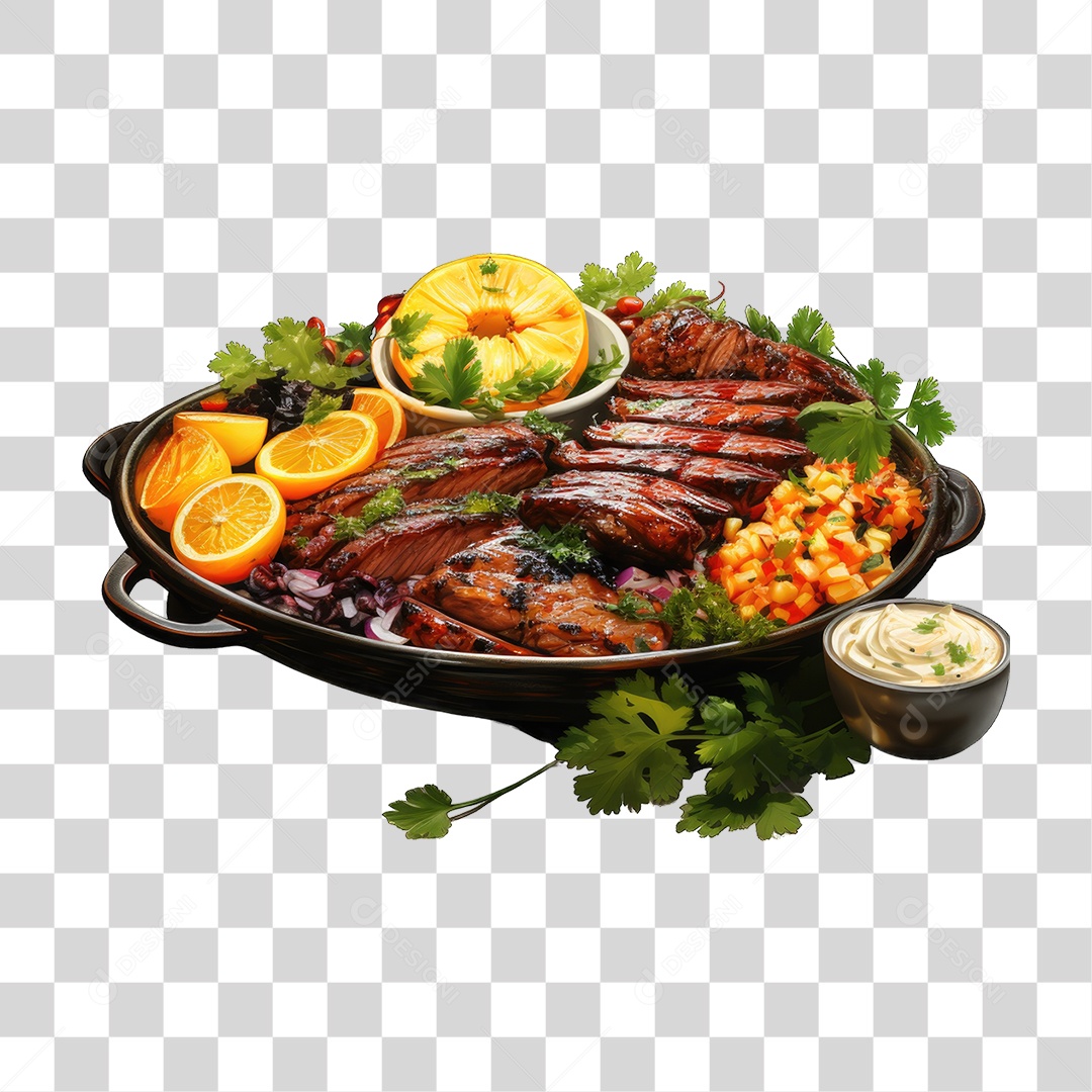 Tábua com Carne e ingredientes PNG Transparente