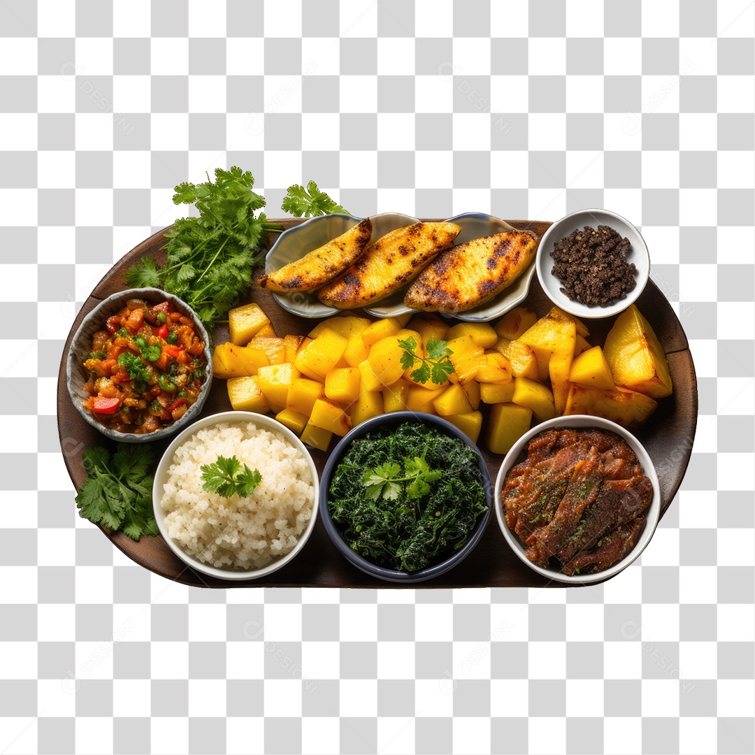 Tábua com Carne e ingredientes PNG Transparente