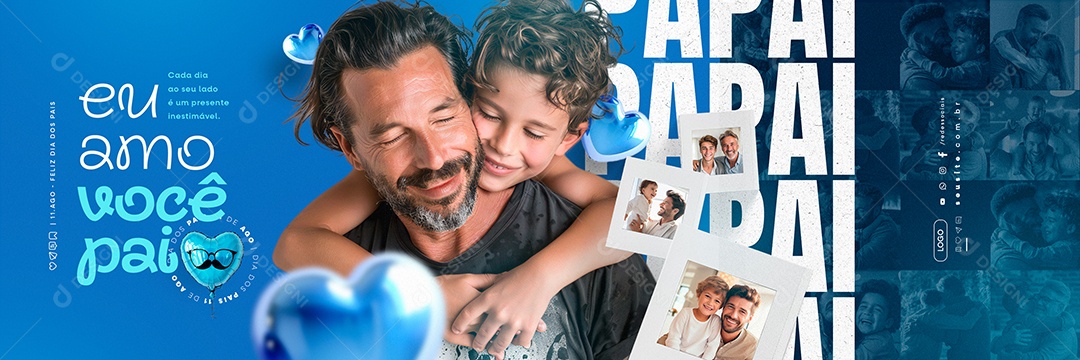 Carrossel Dia Dos Pais 11 de Agosto Eu Amo Você Social Media PSD Editável