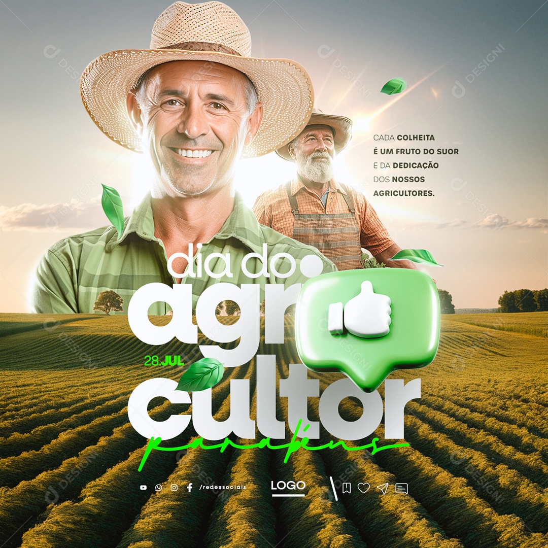 Dia do Agricultor 28 de Julho Parabéns Social Media PSD Editável