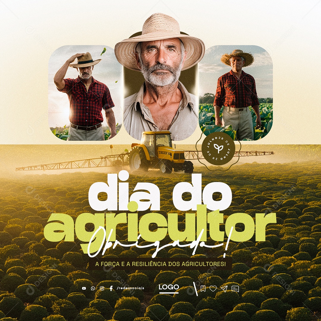 Dia do Agricultor 28 de Julho Obrigado Social Media PSD Editável