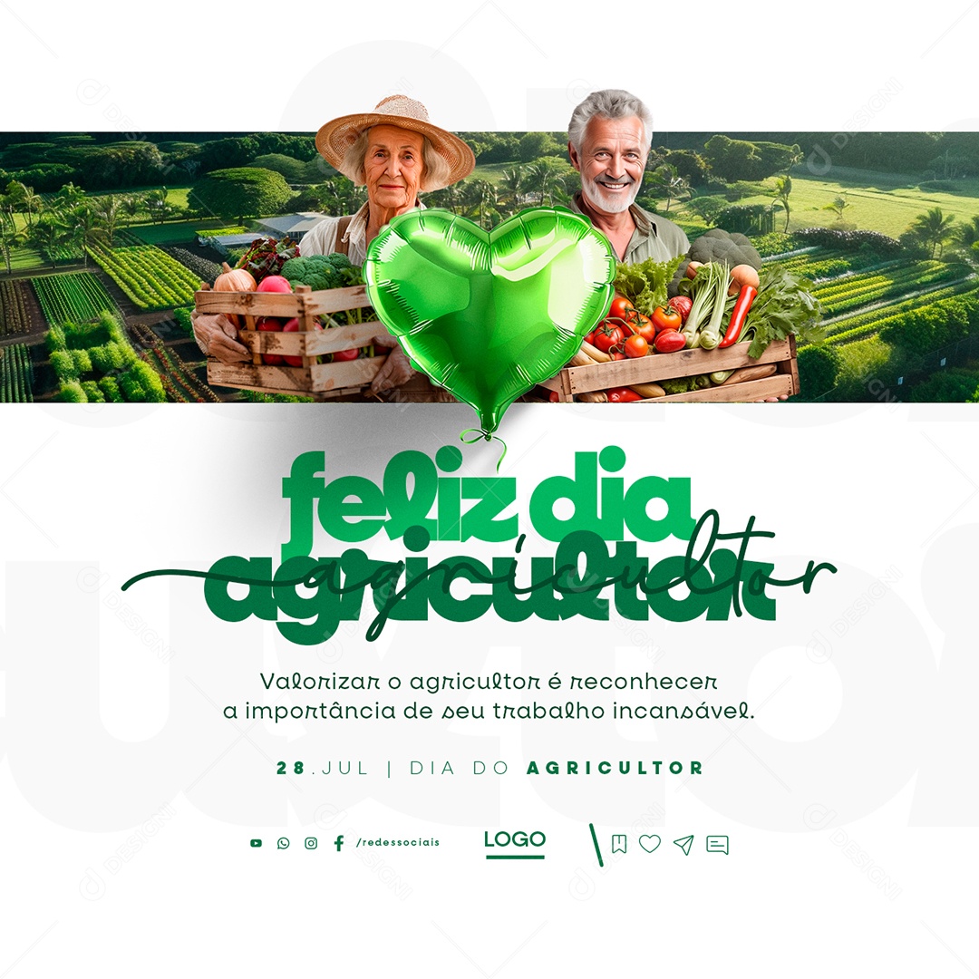 Feliz Dia do Agricultor 28 de Julho Social Media PSD Editável