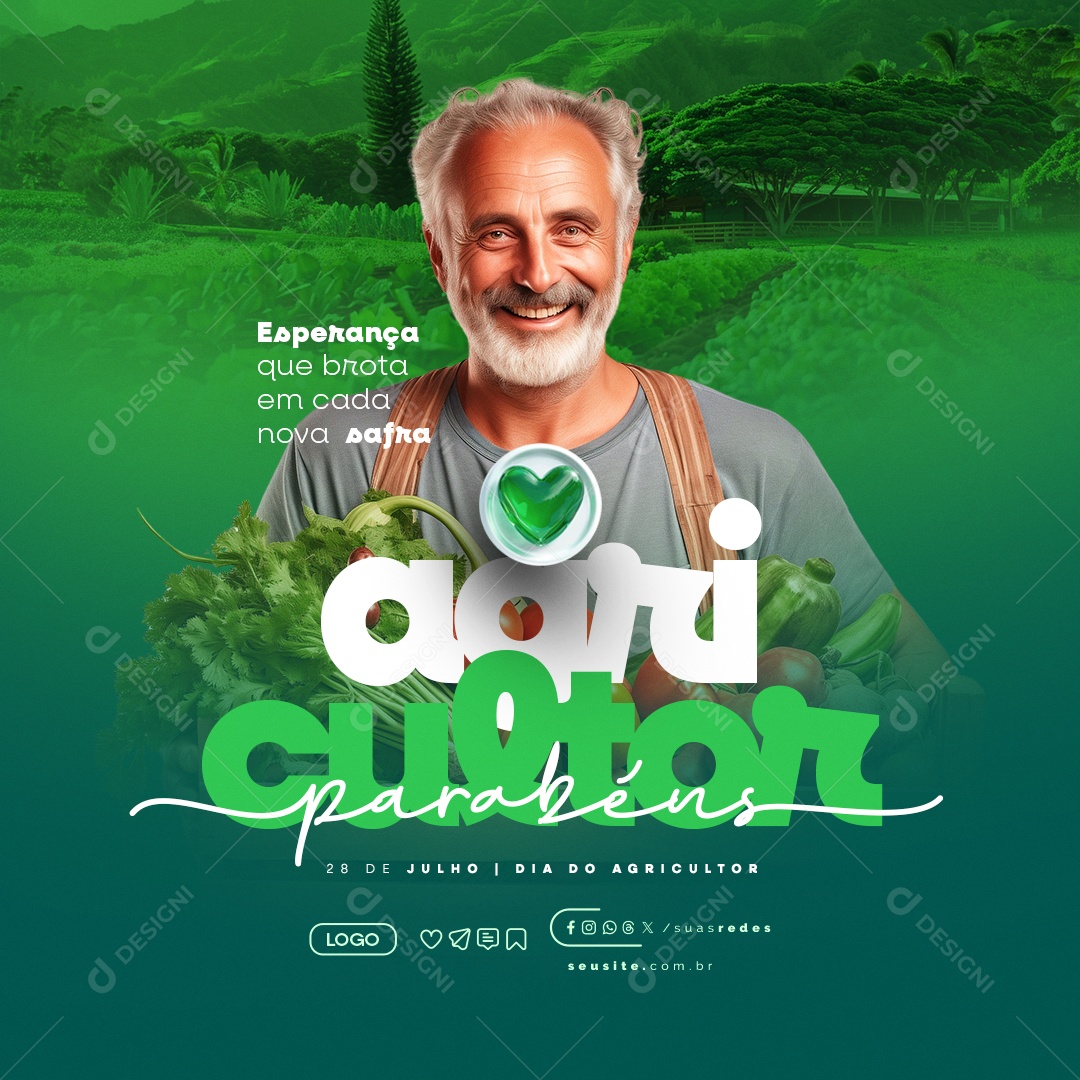 Dia do Agricultor 28 de Julho Parabéns Social Media PSD Editável