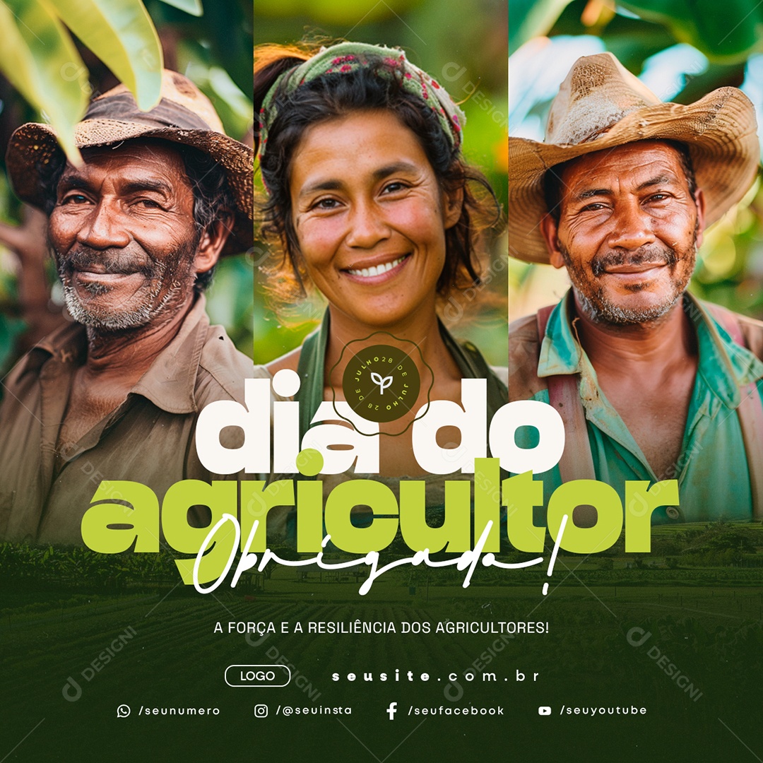 Dia do Agricultor 28 de Julho Obrigado Social Media PSD Editável