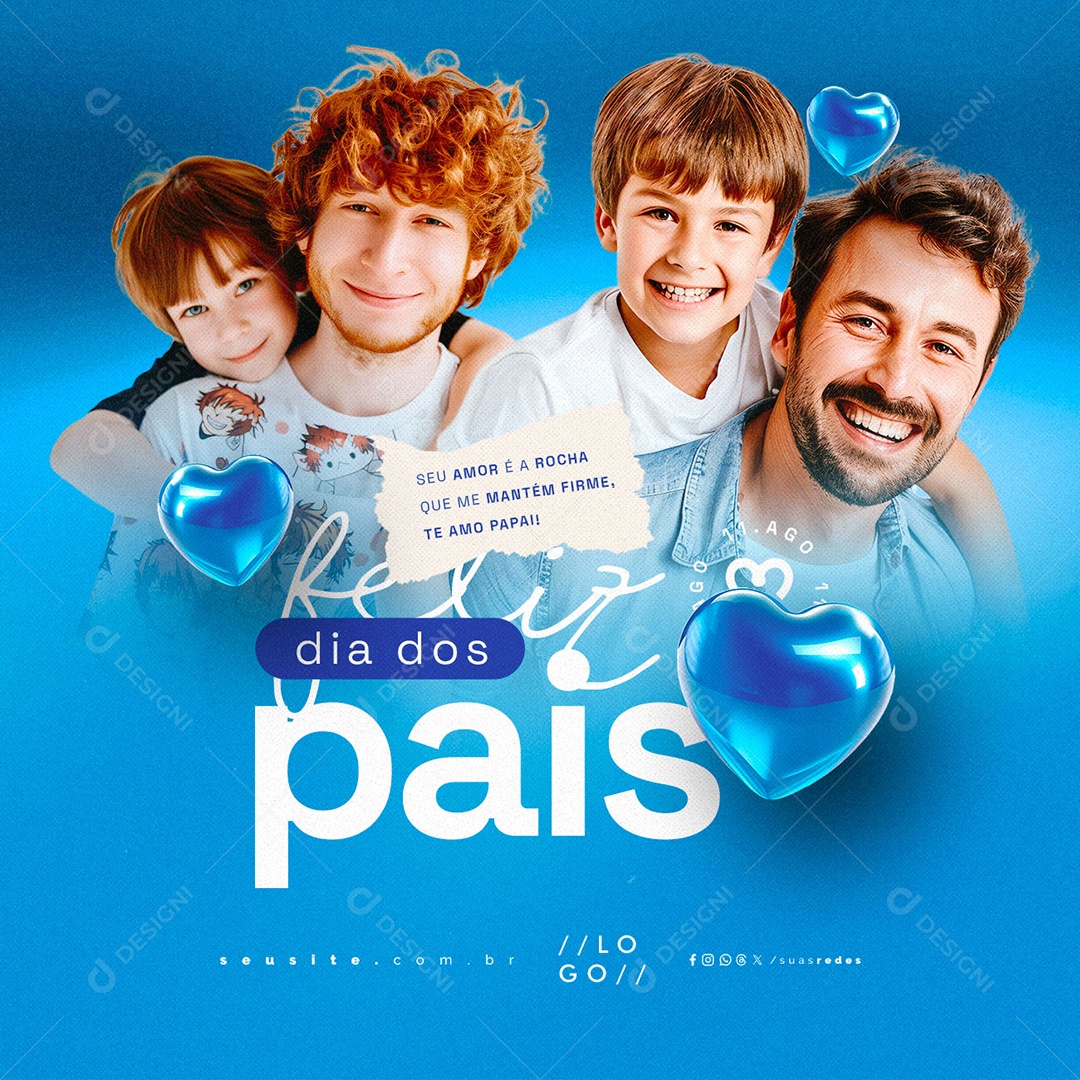 Feliz Dia Dos Pais 11 de Agosto Social Media PSD Editável