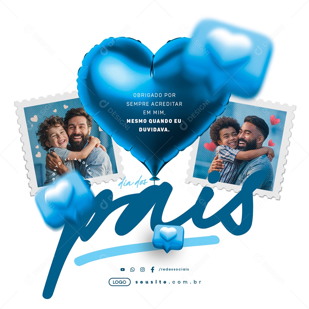 Dia Dos Pais 11 de Agosto Obrigado por Sempre Social Media PSD Editável