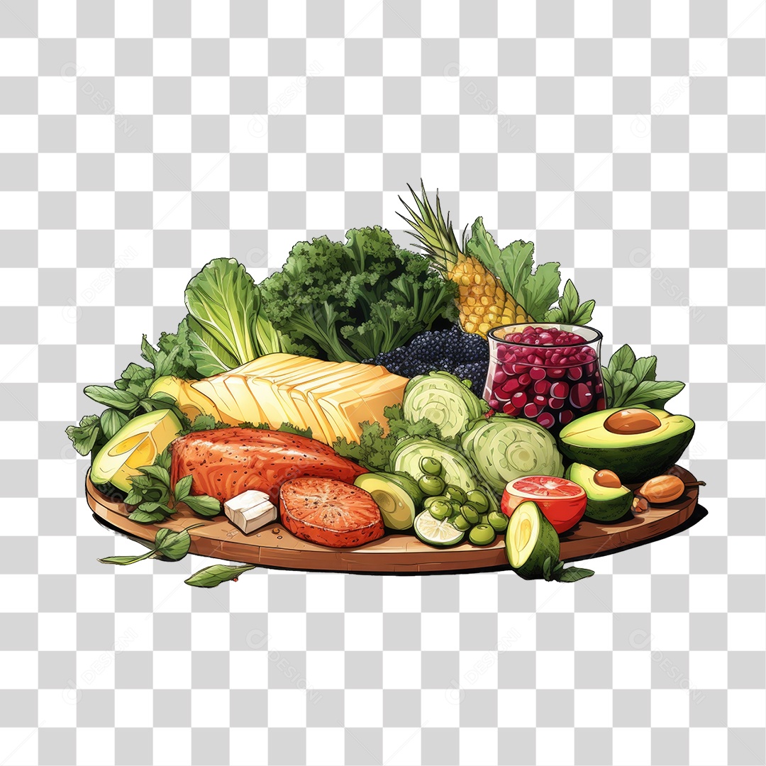 Frutas Legumes Verduras Salmão PNG Transparente