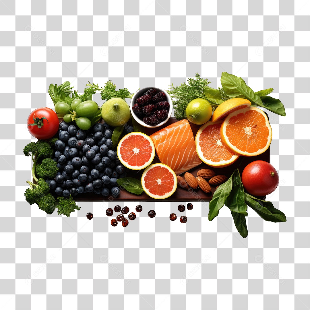 Frutas Legumes Verduras Salmão PNG Transparente