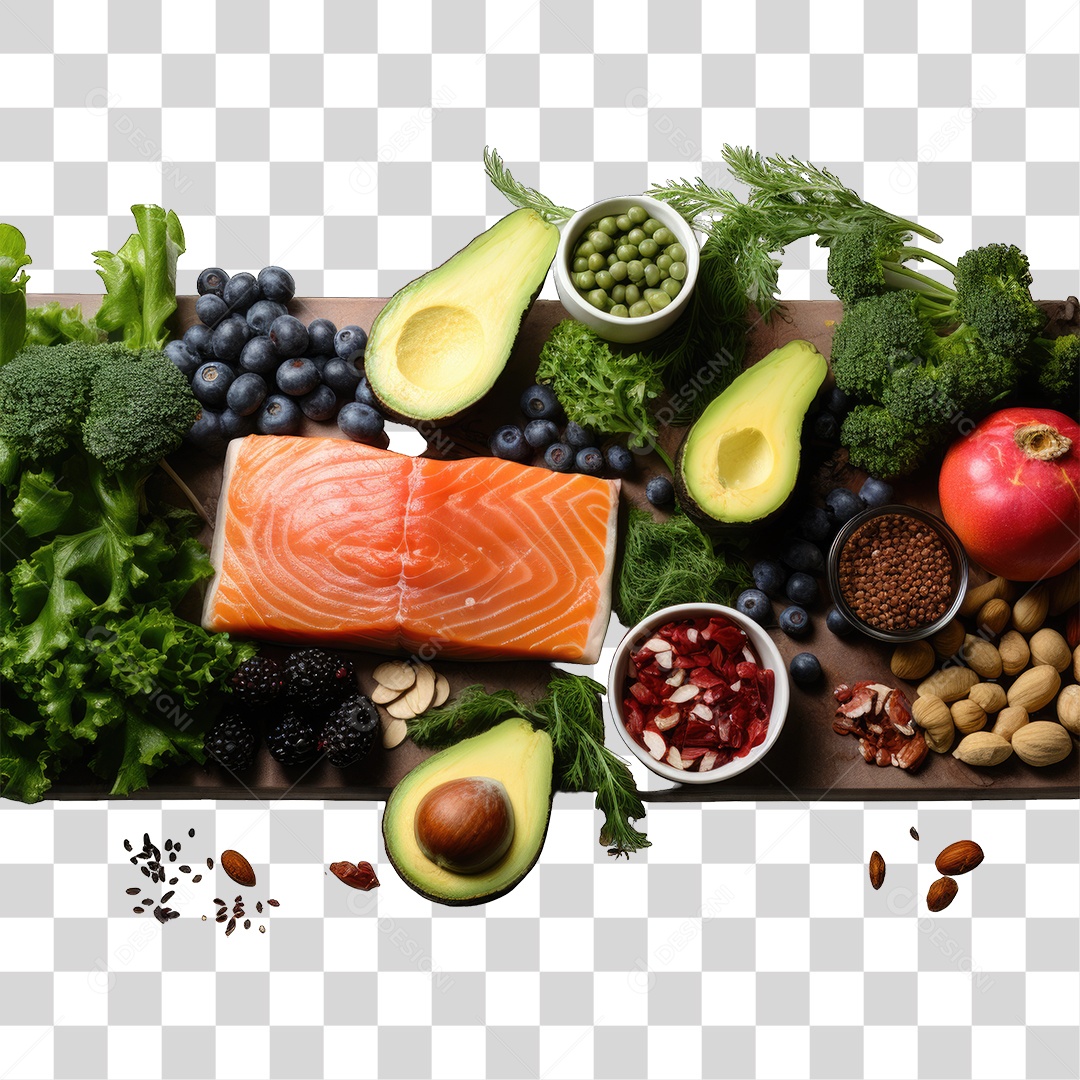 Frutas Legumes Verduras Salmão PNG Transparente