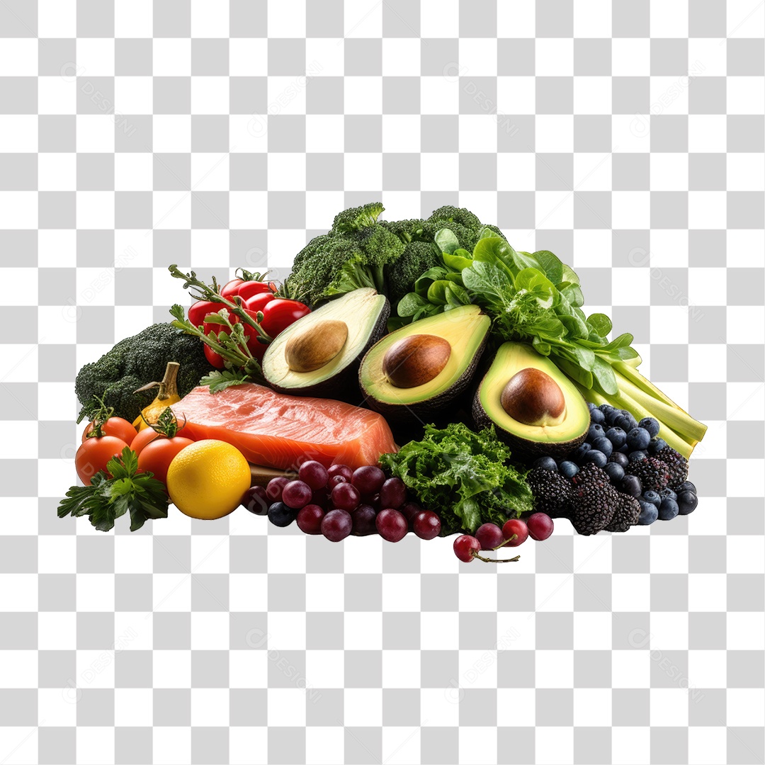 Frutas Legumes Verduras Salmão PNG Transparente