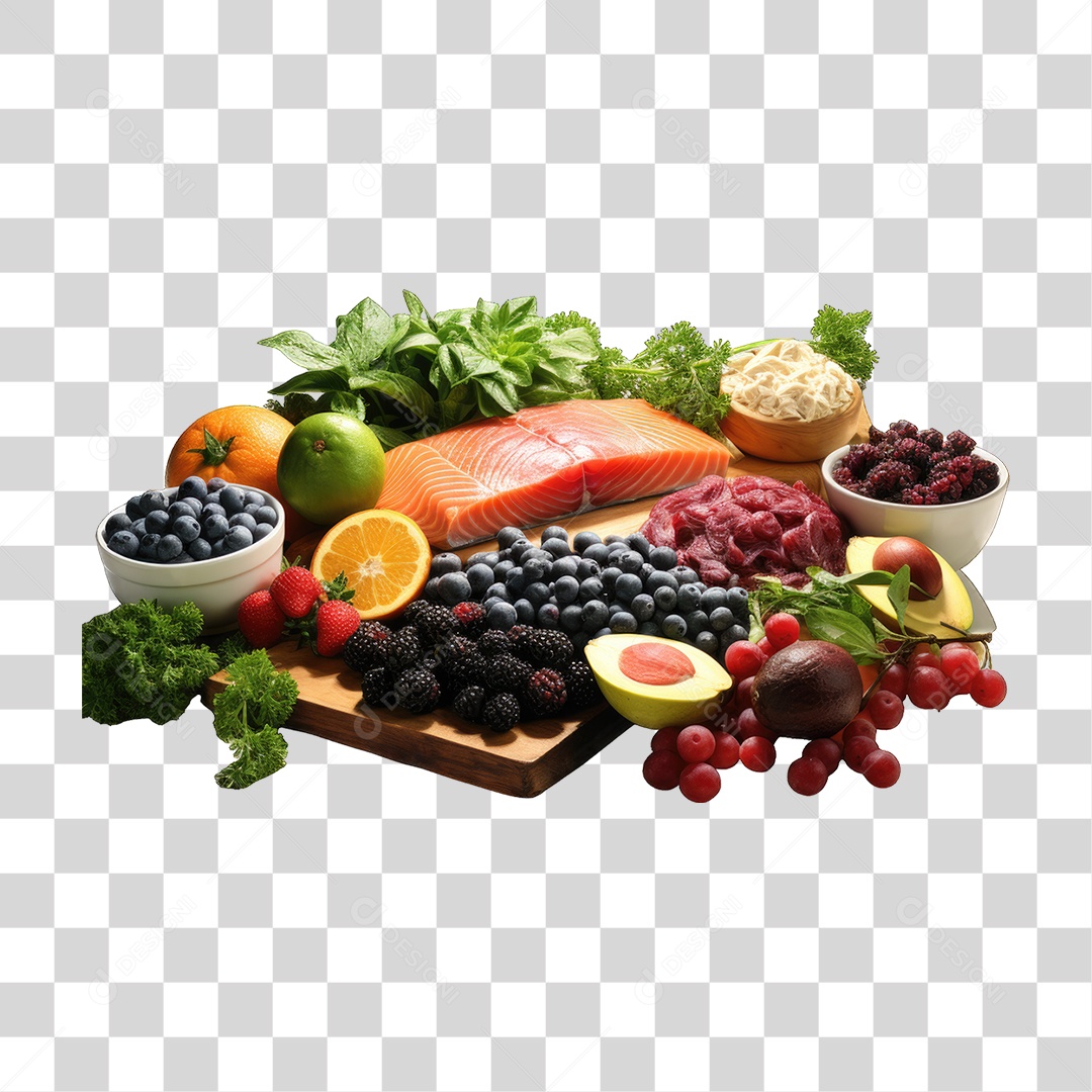 Frutas Legumes Verduras Salmão PNG Transparente
