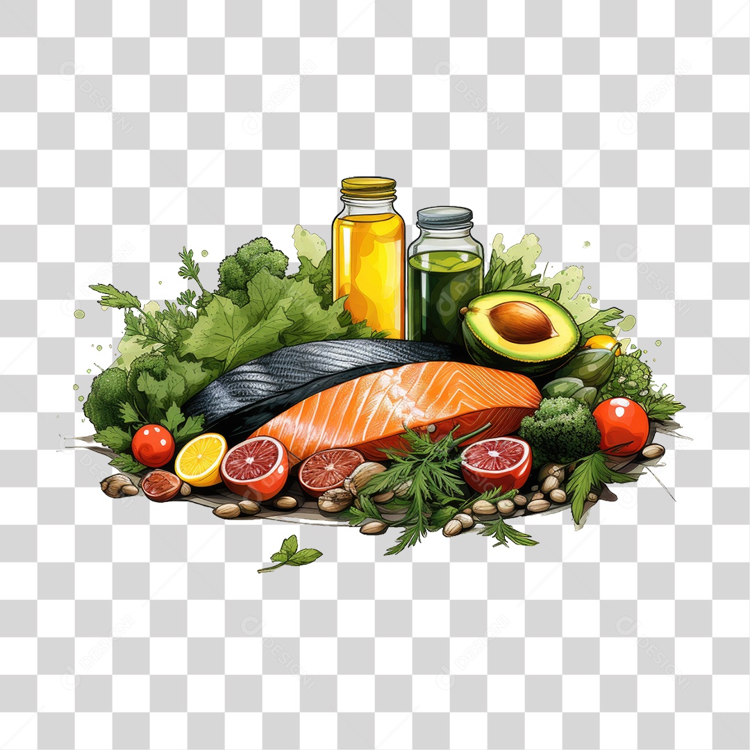 Fruits Vegetables Vegetables Salmon PNG Transparent