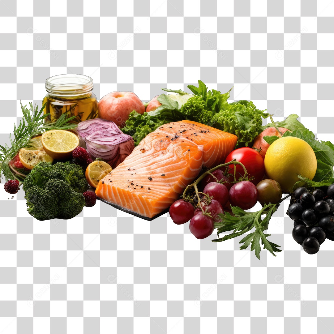 Frutas Legumes Verduras Salmão PNG Transparente