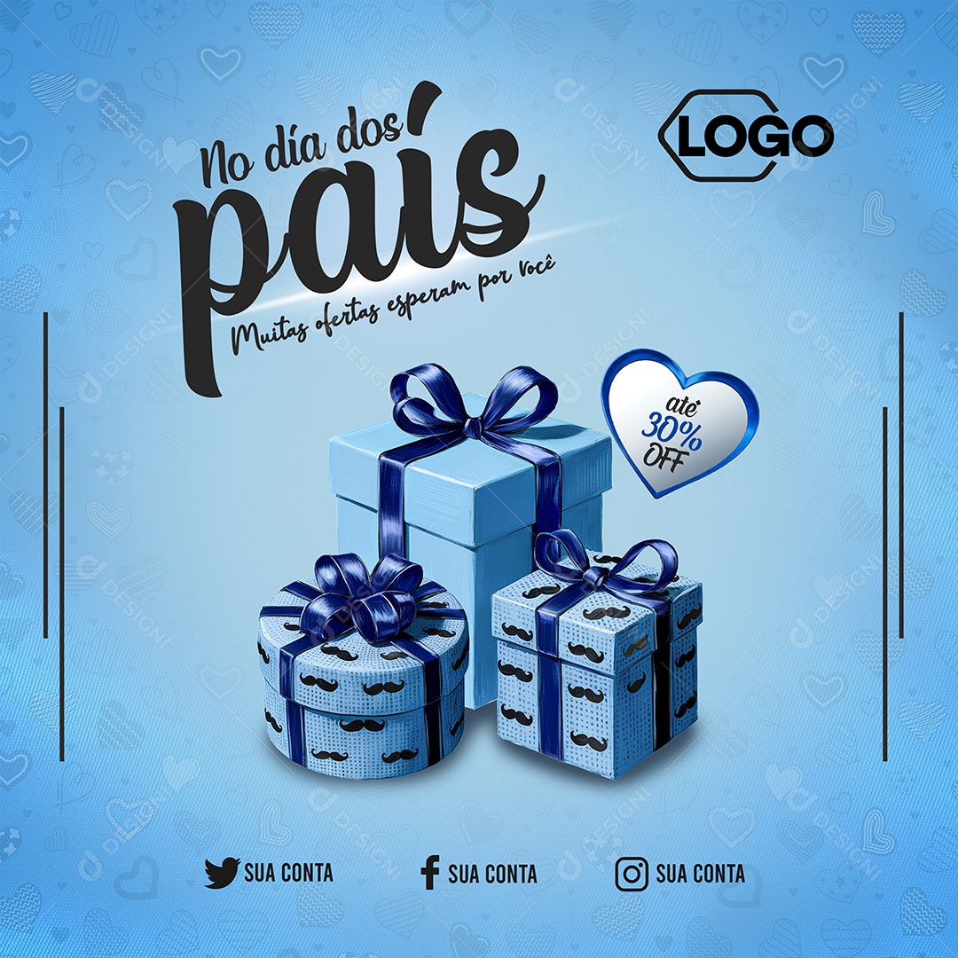 Feliz Dia dos Pais 11 de Agosto Muitas Festas Esperam por Você Social Media PSD Editável