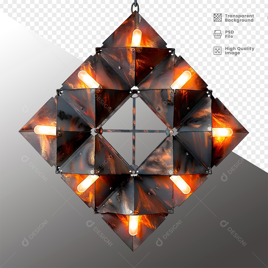 Painel de Metal com Luz Elemento 3D para Composição PSD